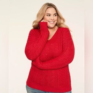 Elegant Red V-Neck Sweater for Women